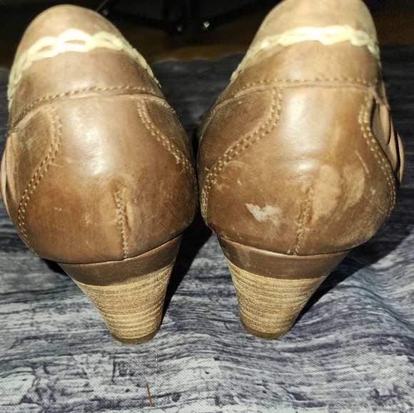 Steve Madden Brown Leather Ruched Round Toe Block Heel Pumps Comfortable Shoes - Picture 5 of 15